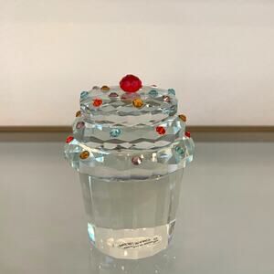 Simon Design Crystal Cupcake Rhinestone Sprinkles Paperweight 4" NEW
